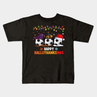 Soccer Costume Halloween Thanksgiving Christmas Happy Hallothanksmas Kids T-Shirt